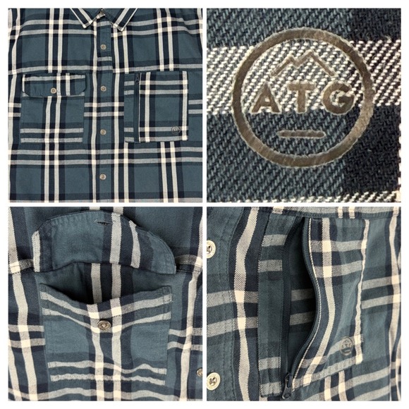 Wrangler ATG Plaid Flannel Shirt Men's XL All Terrain Organic Cotton Polyester - Picture 5 of 11